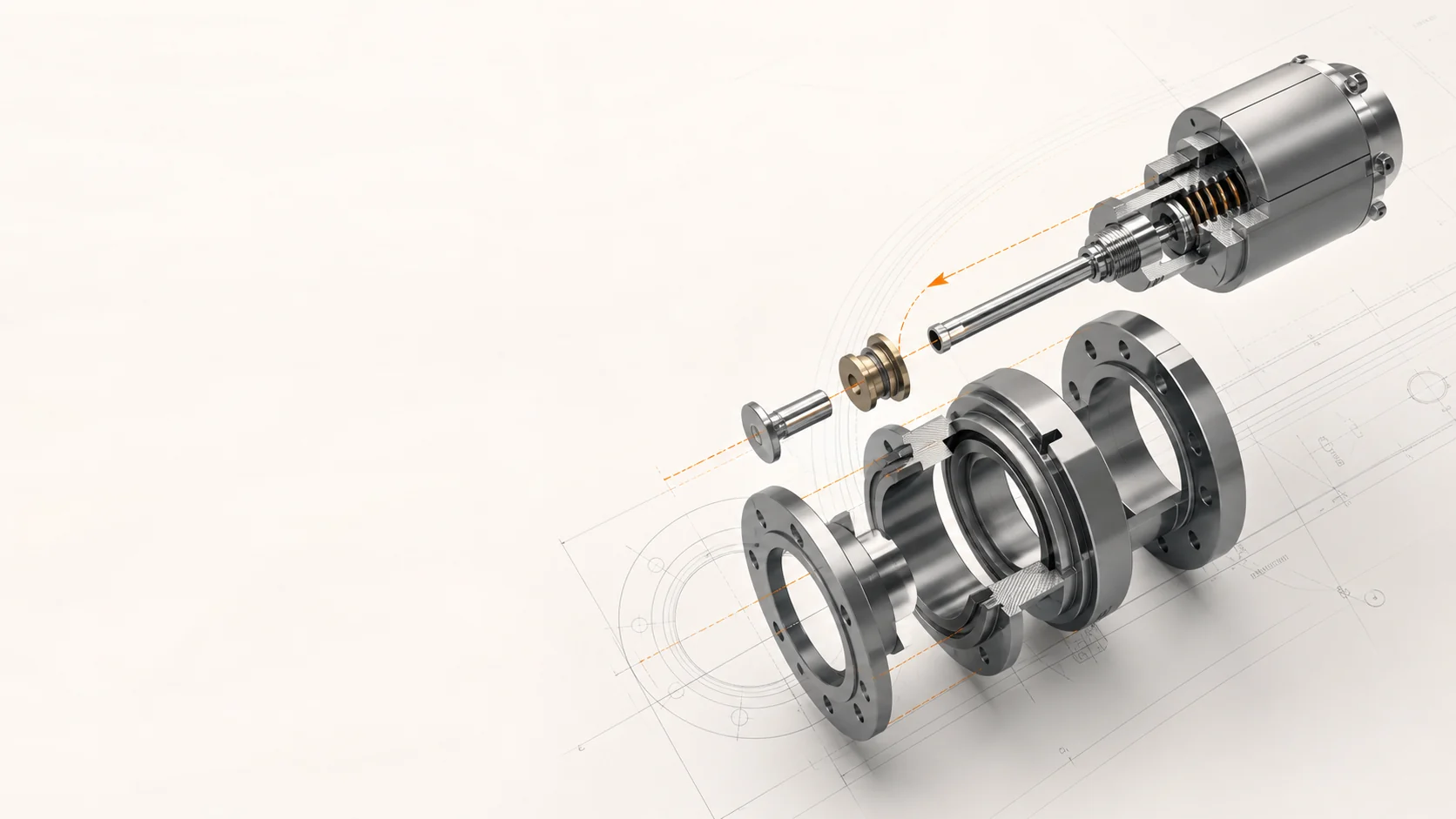 Exploded precision valve control assembly