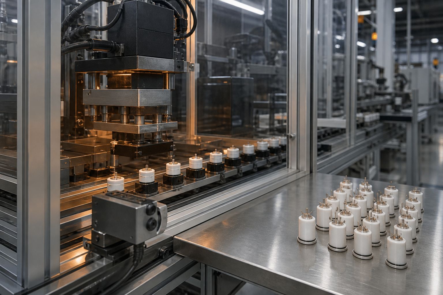 Automated sealing workstation processing compact wax motor assemblies