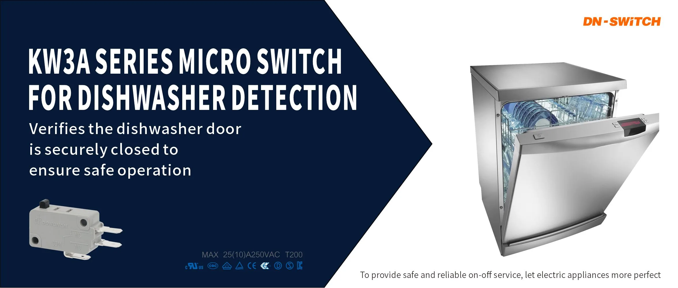 KW3A micro switch for dishwasher door lock detection